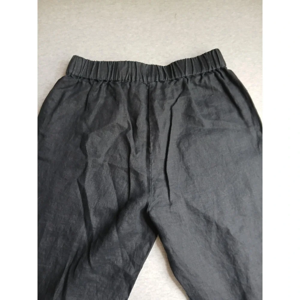 Quince Pants XS 100 Linen Crop Minimalist  Comfort Pull On Boho Stretch